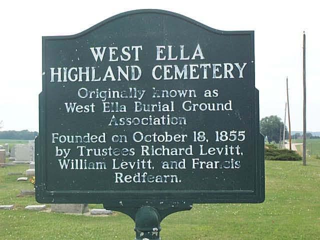 West Ella Cemetery sign