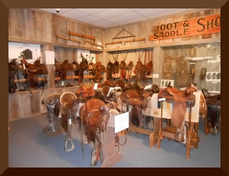 Donated historic western saddles on display