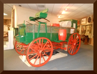 Green and red painted chuckwagon