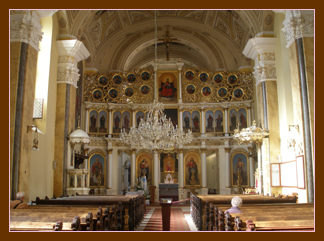Interior of Greek Catholic Cathedral, Presov, showing the elaborate iconostasis
