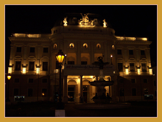 National Theater, Bratislava, lit at night