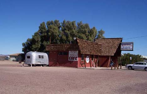 View of Bagdad Cafe, Newberry Springs, California, 2004.