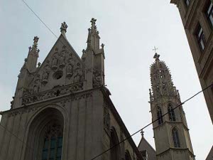 The towers and baroque spires of the Margaretskirche built in a sand-colored stone