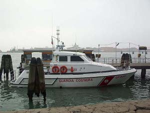 The Italian Coast Guard boat bears a familiar looking racing stripe near the front