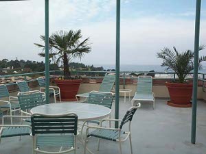 A large outdoor balcony overlooking Monterey Bay