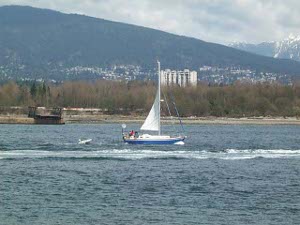 Sailboat heading toward Vancouver Harbor
