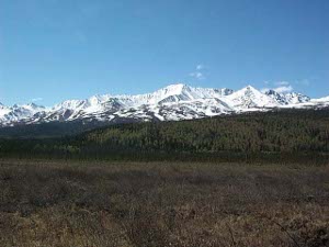 The dominant mountain range of Alaska, the Alaska Range, is snow covered
