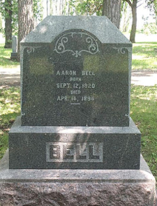 A polished dark stone for Aaron Bell (1820-1894)
