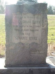 A privately erected memorial to the author of Suwanee River at the place of the river's origin