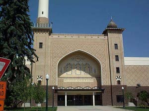 The Helena auditorium is built in a Moorish style, with a tall minaret on one side.