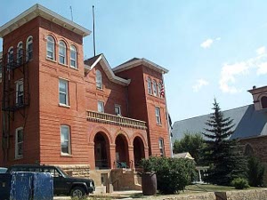 A three story red brick building, the Gilpin County Courthouse dates back to the mining days
