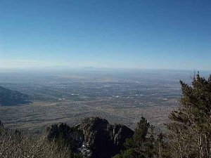 From the 10,000 foot Sandia Mountain, on a clear day like today one can see in excess of 50 miles