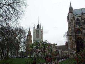 Among the trees the picture shows, from the left, Big Ben, St. Margaret, and part of Westminster Abbey