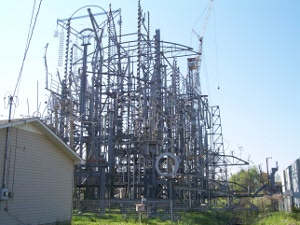A maze of iron rods and poles rises several stories high in Brownsville, Tennessee