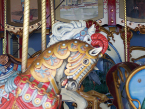 Colorful horses on the carousel