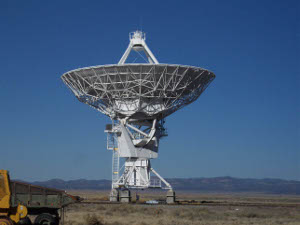 One antenna was pointing straight up; a large earth-moving truck is dwarfed in comparison