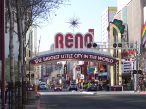Reno's famous downtown sign has been updated from 'in the West' to 'in the World'