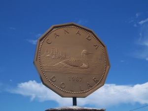 A large replica of the Canadian Dollar can be found near St. Joseph's Island