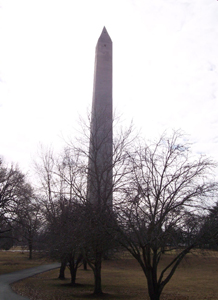 The obelisk is a smaller-sized replica of the Washington monument.