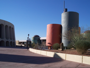 The modern El Paso Visitor Center with a southwestern garden