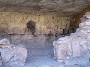 The rear wall of this cave dwelling reveals a dark stain from
old fires