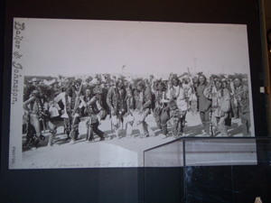 1886 Photo by Baker and Johnston taken in Rock Springs, showing Native
Americans in costume conducting a ceremonial dance