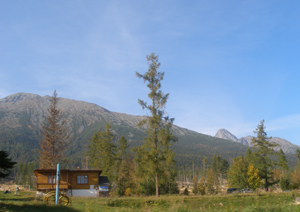 View of chalet with High Tatras in the background.