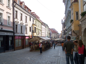 An Old Town street filled with restaurants and cafes