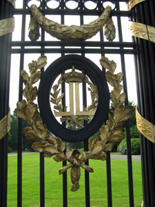 Monogrammed Iron Gates in front of the royal castle at Park Van Laken
