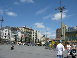 The large central square in old Antwerp