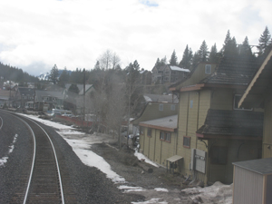 The trackside area of a small town