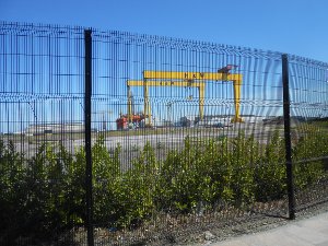 Crane and fence