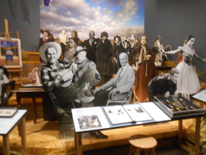 Cutouts show famous people of the plains in this museum exhibit