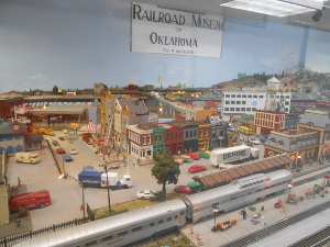 The city of Enid is depicted in this detailed model train layout in the museum.