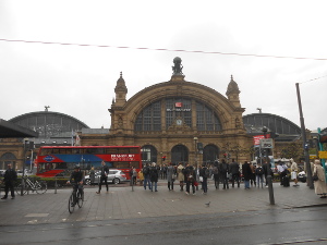 Built around the turn of the twentieth century, the Frankfurt train station is crowded with people