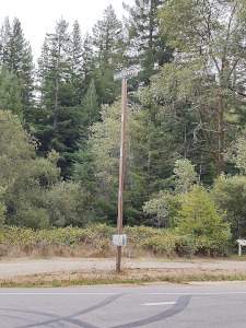 The memorial marker bears a small sign near the base, but could easily be mistaken for an ordinary telephone pole (without any wires on top!)